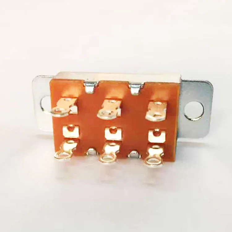 Towei Slide Switch Supplier 6A~120V 3A~250V T105 6 Pin 3 Position Spring Slide Switch for Microphone
