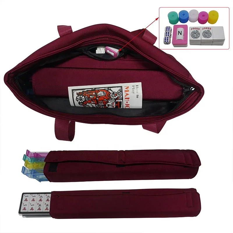 American Mahjong Set in Burgundy Bag, 4 Color Pushers Racks