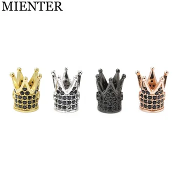 Wholesale jewelry findings micro pave CZ zirconia metal beads for bracelet DIY king crown charms
