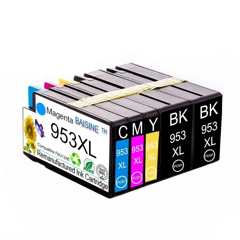 4 Pack Compatible HP 953XL BK/C/M/Y Refilled Ink Cartridge for HP
