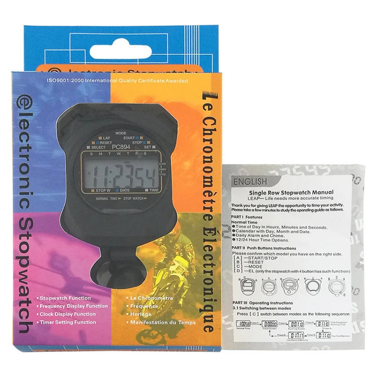 Classic Digital Handheld Lcd Sports Stopwatch Timer Waterproof With