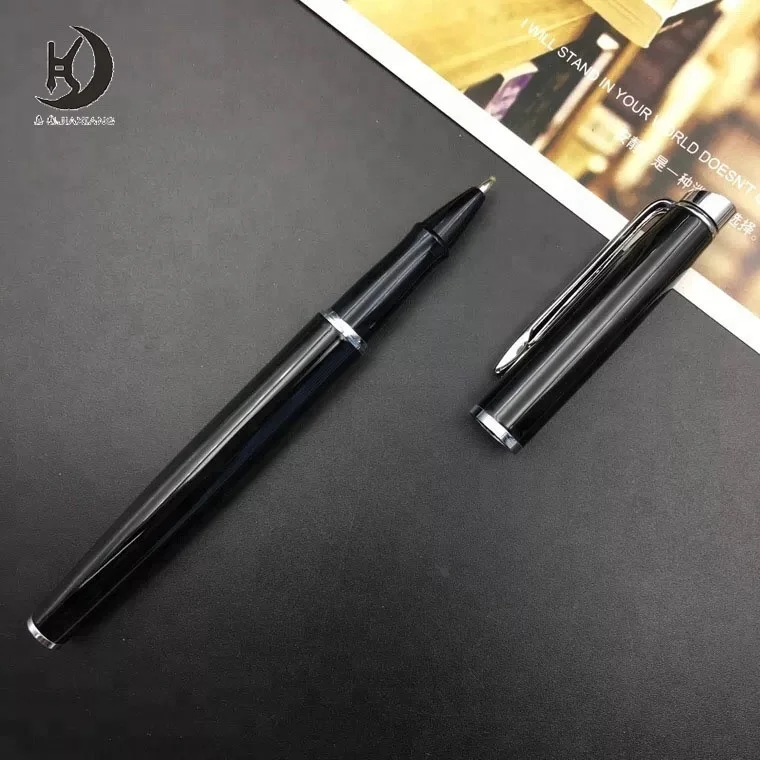 mq-36 High quality custom branded logo metal ballpoint black pen advertising promotional hotel rollerball pen