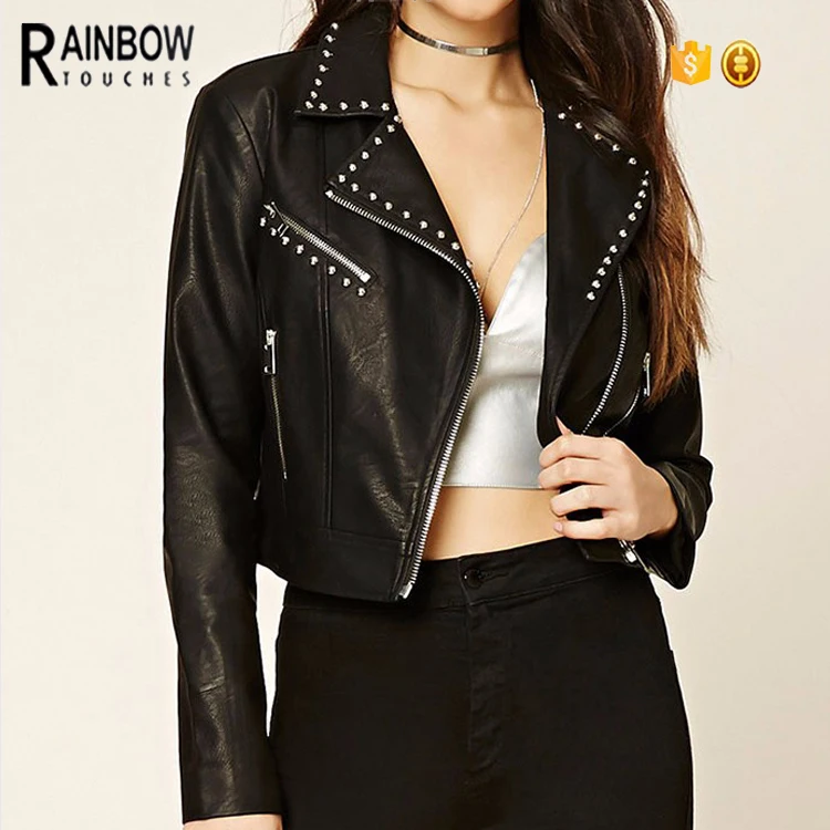 womens studded faux leather jacket