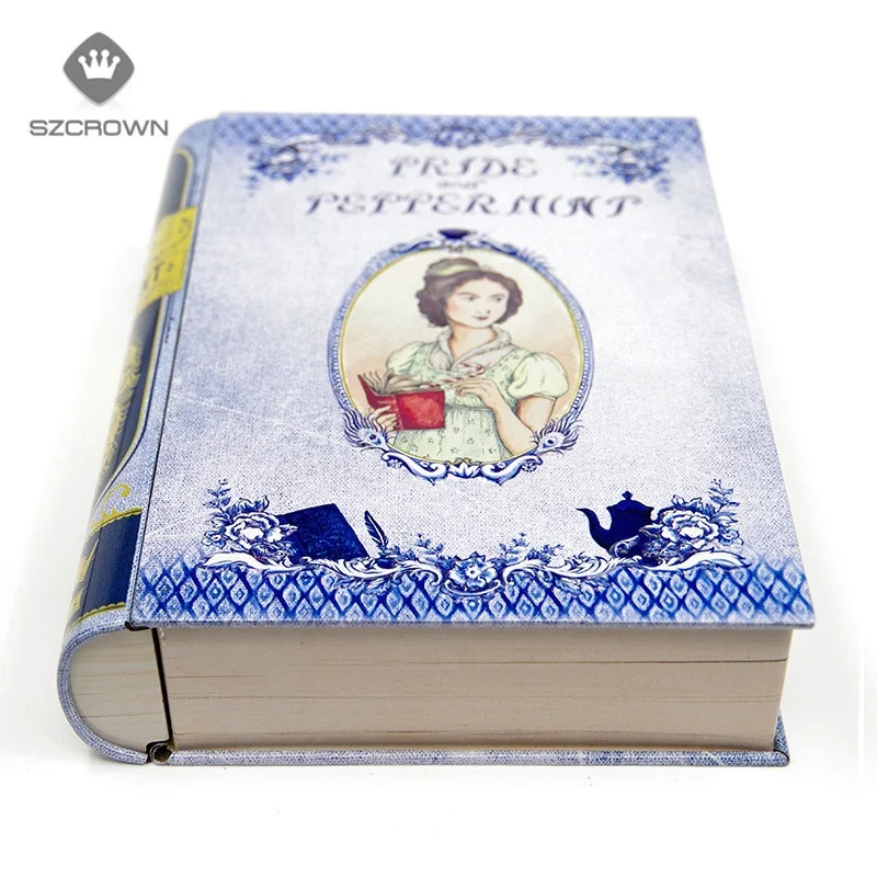 Металлическая подарочная коробка в форме книги для студентов перерабатываемая Рождественская упаковка жестяная