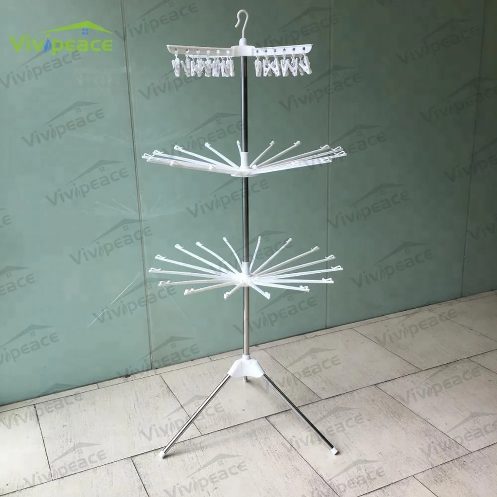 3 Tier Umbrella Clothes Drying Rack Clothes Garment Rack Adjustable Laundry Rack with Foldable Wings Shape