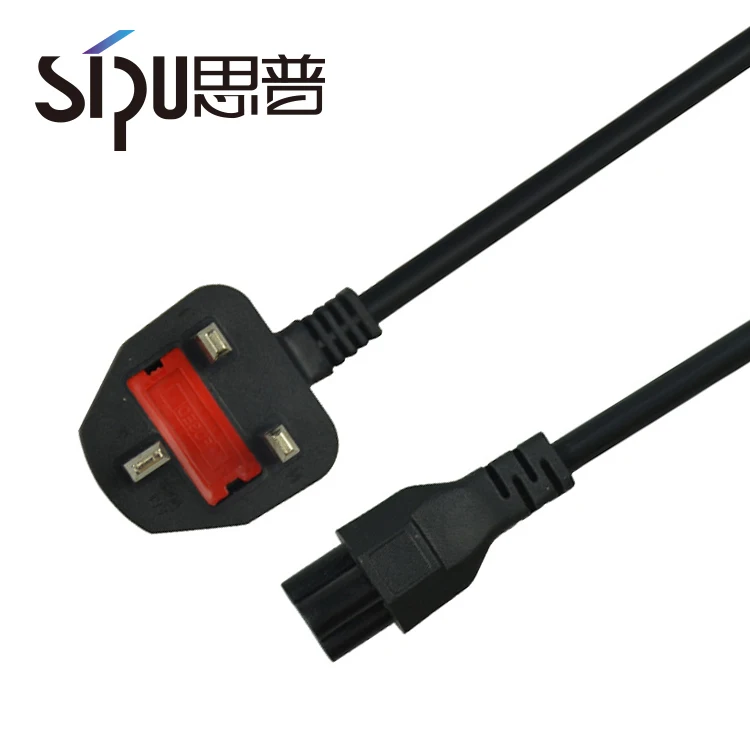 SIPU high quality 3 round pin uk power plug cable fused with computer iec c13 ac power cord made in china