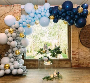 Yunhang's Navy Blue Balloons Baby Blue Balloons and Gold Confetti Party Balloons for Boy Baby Shower Decorations, Boy Birthday