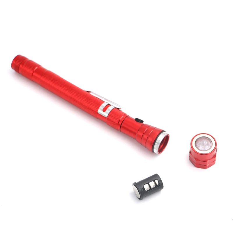 3 LED Telescopic Flexible Torch with Magnet 4-Color Pick-up Tool and Lamp Clip-on Flashlight Featuring Magnetic Pickup Colors