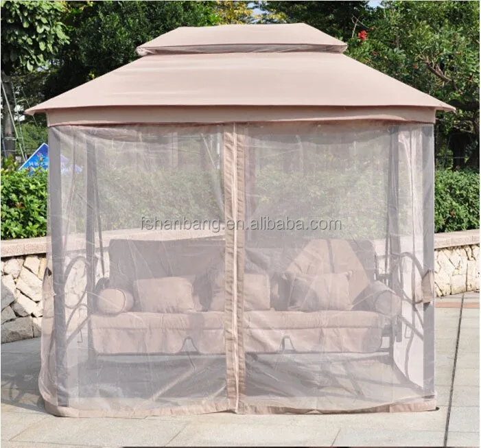 Luxury Two Function Three Seat Outdoor Gazebo Swing Chair Bed with Mosquito Net