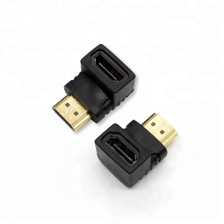 Позолоченный правый угол 90 градусов адаптер HDMI штекер-гнездо