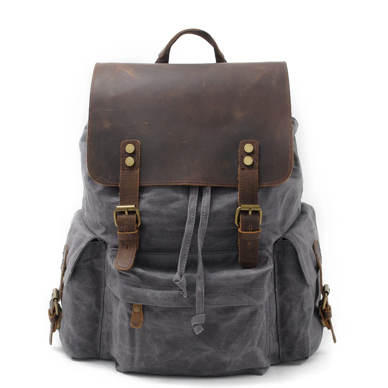 New Design Crazy Horse Leather Washed Canvas Bag Canvas Backpack Bags For Man