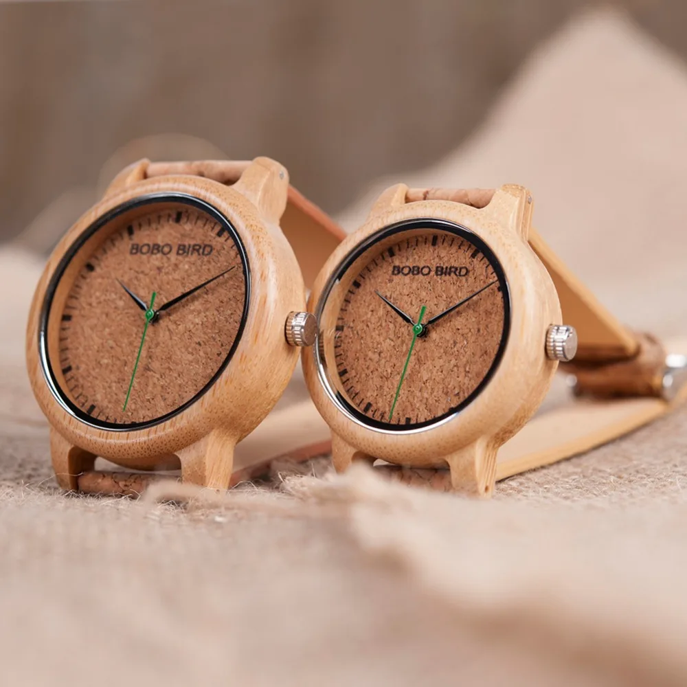 Para BOBO BIRD, reloj de madera de bambú hecho a mano, movimiento de cuarzo  de moda para amantes portátiles, caja de diferentes tamaños directamente