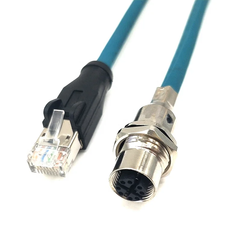 Eonvic Câble Ethernet M12 X Code 8 broches femelle vers RJ45 Cat-7e High Flex pour caméra industrielle Cognex (15 m