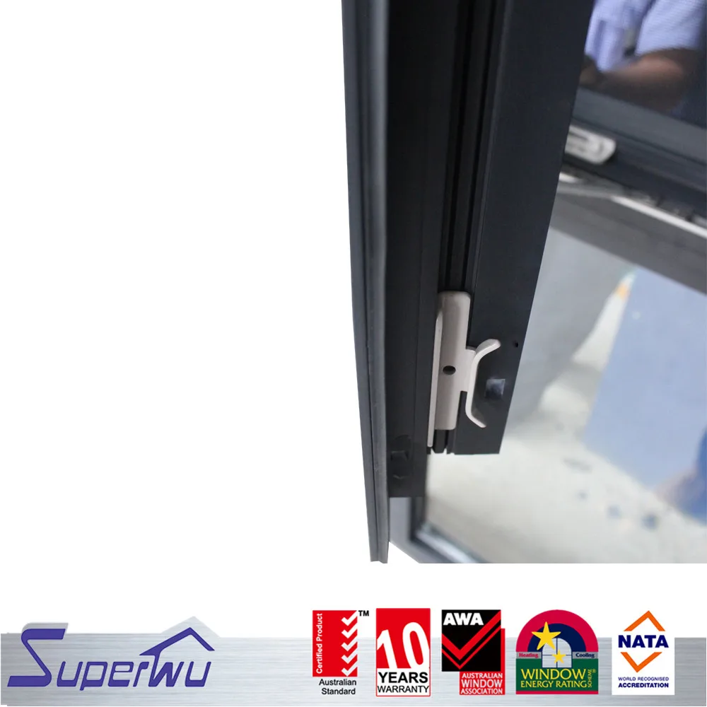 Wholesale Aluminum Large French Swing Type Black Color Casement Window with Mosquito Net Open Outside