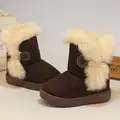 Kids Rubber Boots Warm Plush Martin Boot Buckle Strap Boy Shoes Kids Rubber Boots For Girls