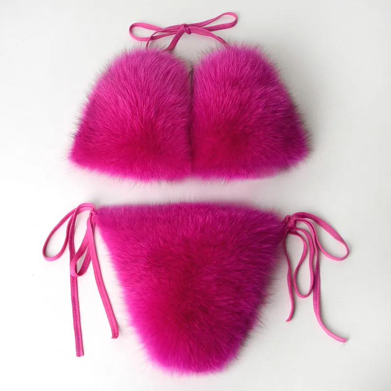 Colorful fox fur bra sexy fur