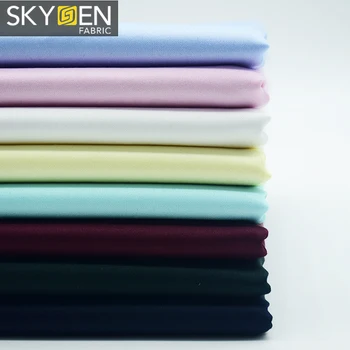 Skygen 4 way stretch solid color white black lightweight plain woven 65% polyester 35% cotton poplin elastane fabric