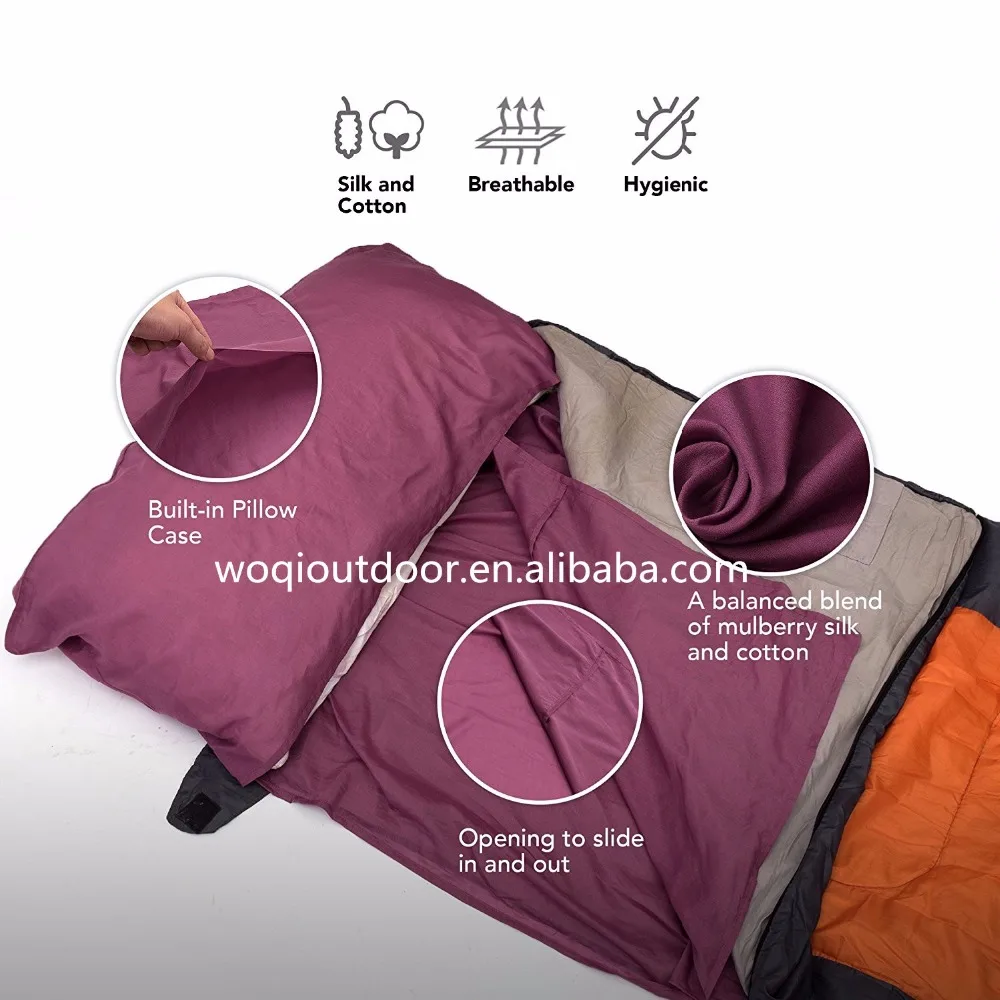 Woqi High Quality Envelop Shape Warm and Soft Silk Sleeping Bag Liner