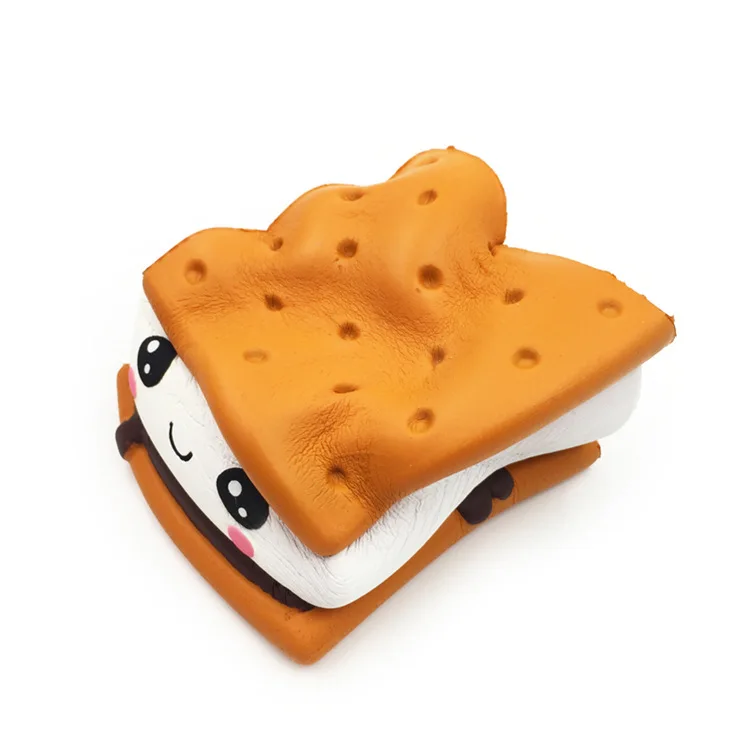Promotion Anti Stress Release Cartoon Sandwich Biscuit Slow Rising Squishies Simulation Food Wholesale Squishy  Biscuits