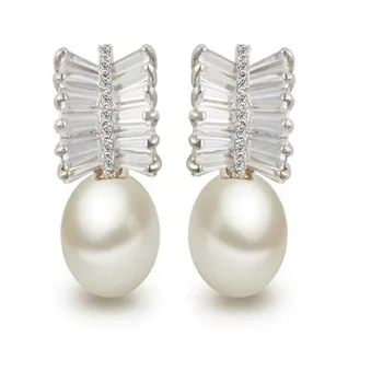 2014 new design fashion shell pearl earrings fancy elegant style wholesale wedding zircon earring