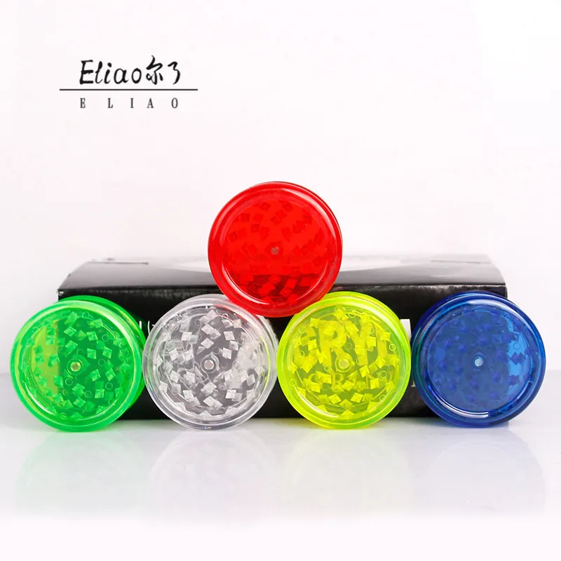 Erliao 60mm 3pc Acrylic Cheap Plain  Free Sample Plastic Manual  Tobacco Scrap Made Herb  Grinder