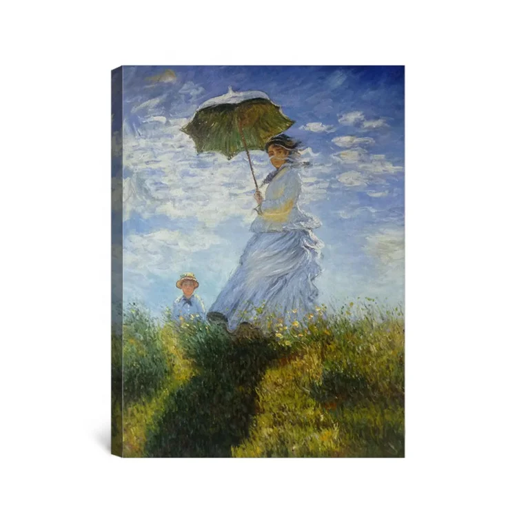 Моне прогулка. Клод Моне woman with a Parasol, facing left. Самые известные картины дама с зонтиком Клод Моне. Мадам Моне с сыном. Клод Моне «прогулка. Женщина с зонтиком» 50х80см.