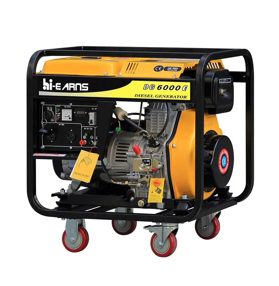 DG6000E 5KW Open Frame Universal 4inch Wheel diesel Generator Price