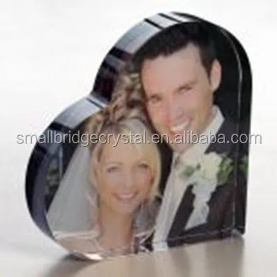 Fashion design color printed crystal heart for wedding souvenirs