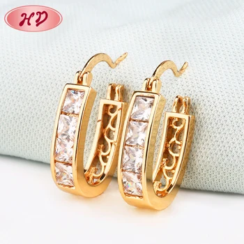 Rose Gold White Crystal Costume Huggies Earrings Jewellery