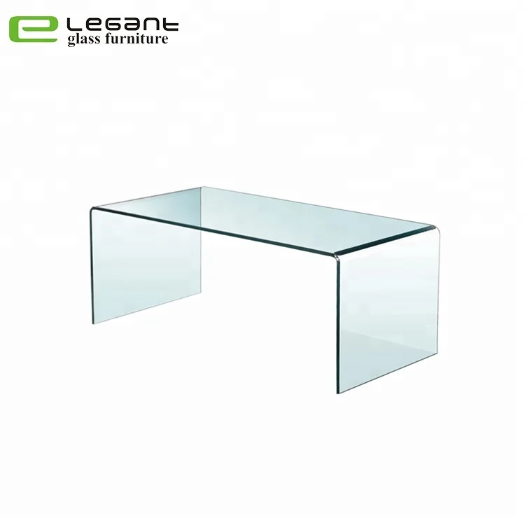 45 Degrees Beveled Curved Glass Center Table