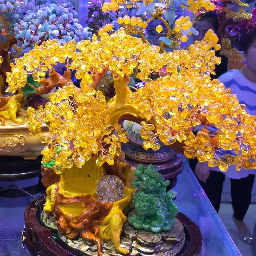 天然水晶玉石大金色风水金钱树装饰 Buy 大钱树 风水钱树 金钱树product On Alibaba Com