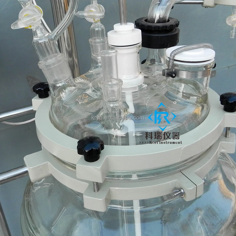 Производители лабораторного оборудования Китай Промышленный биореактор с рамой из нержавеющей стали двухслойный стеклянный реактор