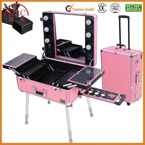 Peluquería Rosa Rodante Caja Del Tren De Maquillaje Completo Con Espejo  Clap Cerradura Con Llaves - Buy Estuche De Maquillaje Product on Alibaba.com