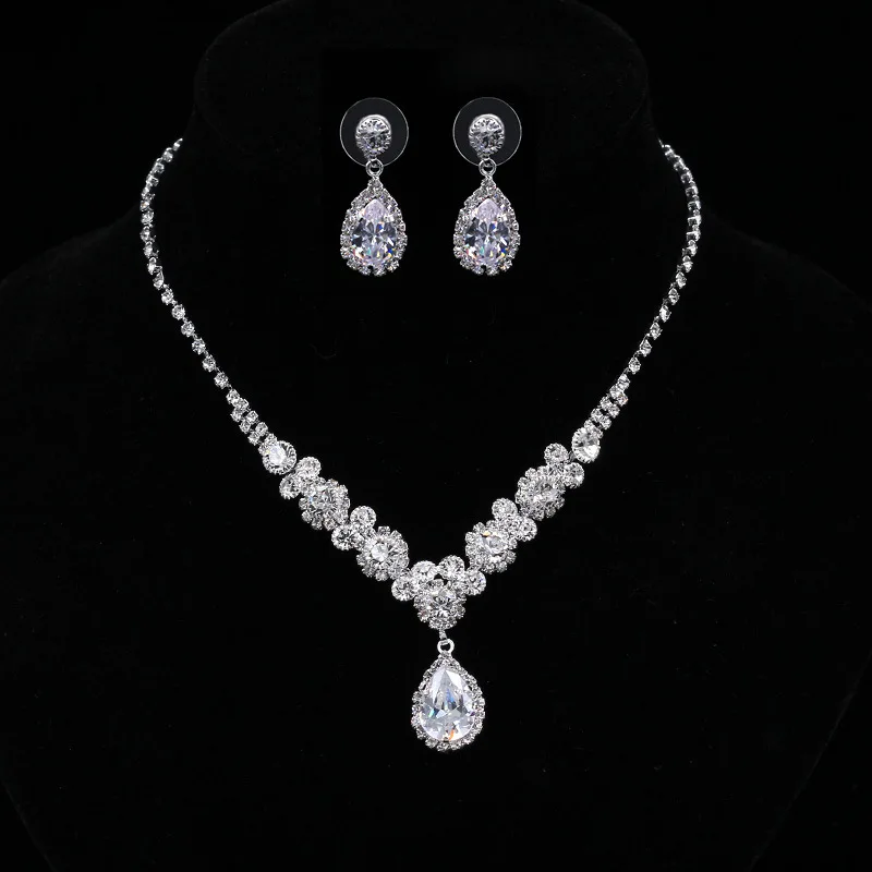 diamond studs and necklace set