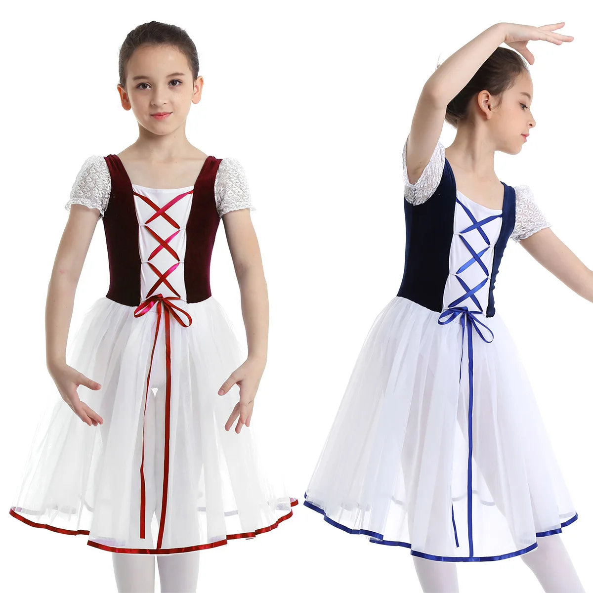 YiZYiF Womens Lacework Long Sleeve Gymnastics Ballet Dance Leotard Bodysuit Dancewear