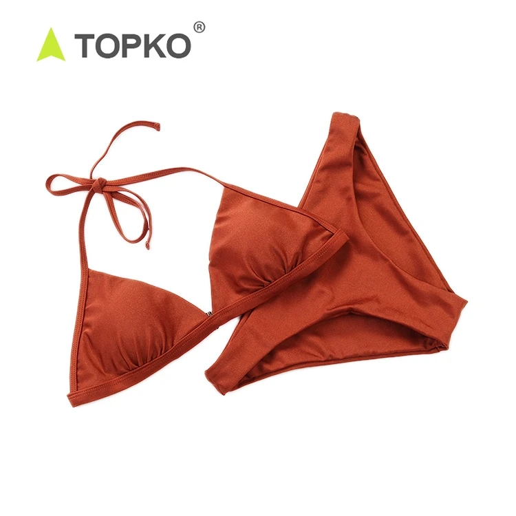 TOPKO моды с лямкой на шее ремешок шею одноцветные футболки для девочек купальный костюм бикини; Лидер продаж; Пикантная обувь очень бикини