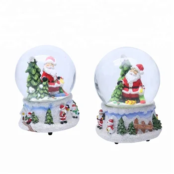 Christmas Souvenir Cheap Glass Snowball Small Polyresin Musical Snow Globes