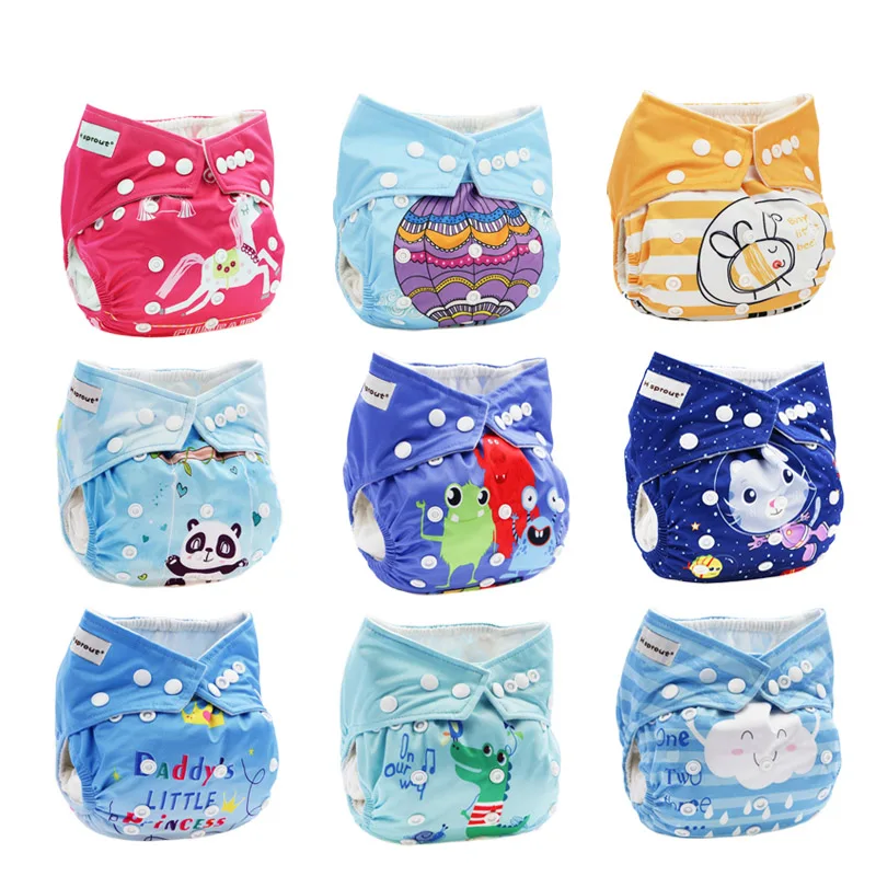 
 Детские подгузники из полиуретановой ткани с индивидуальным принтом, тканевые подгузники AIO  