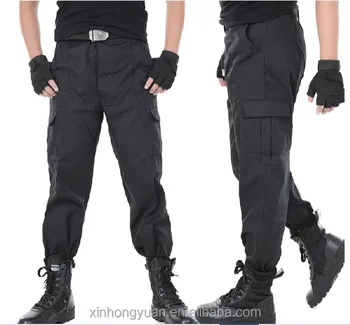 Black cotton twill tactical custom military uniform pants for wholesale