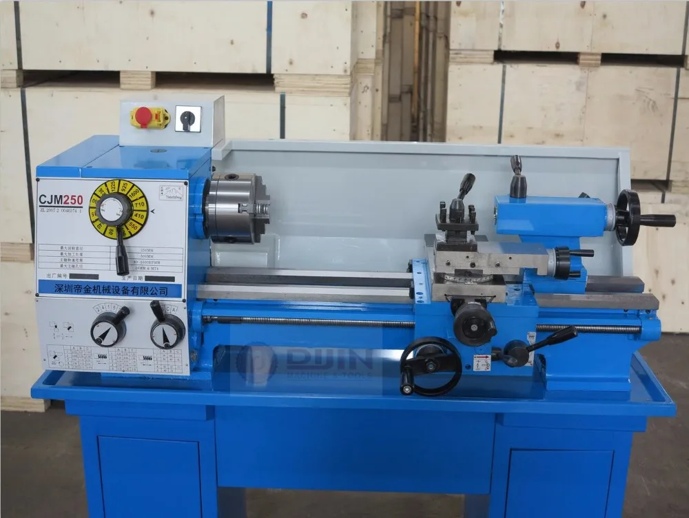 Precision Mini Metal Lathe Cjm250 Manual Bench Lathe Threading Without Change Gear Auto Feed