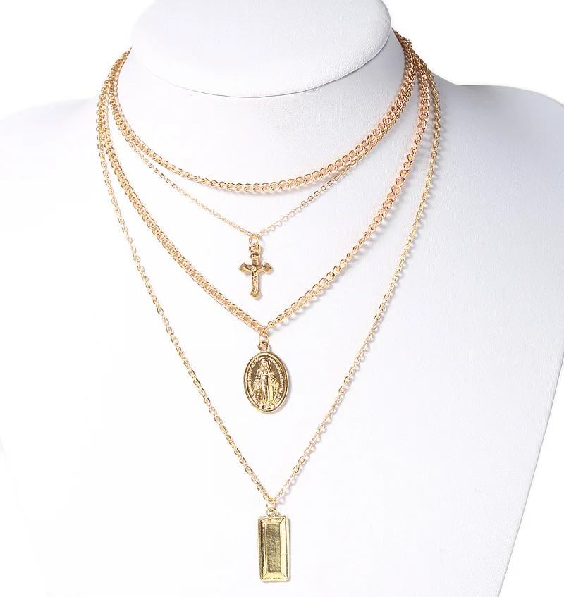 Gold Finish Jesus Christ Pendant Necklace