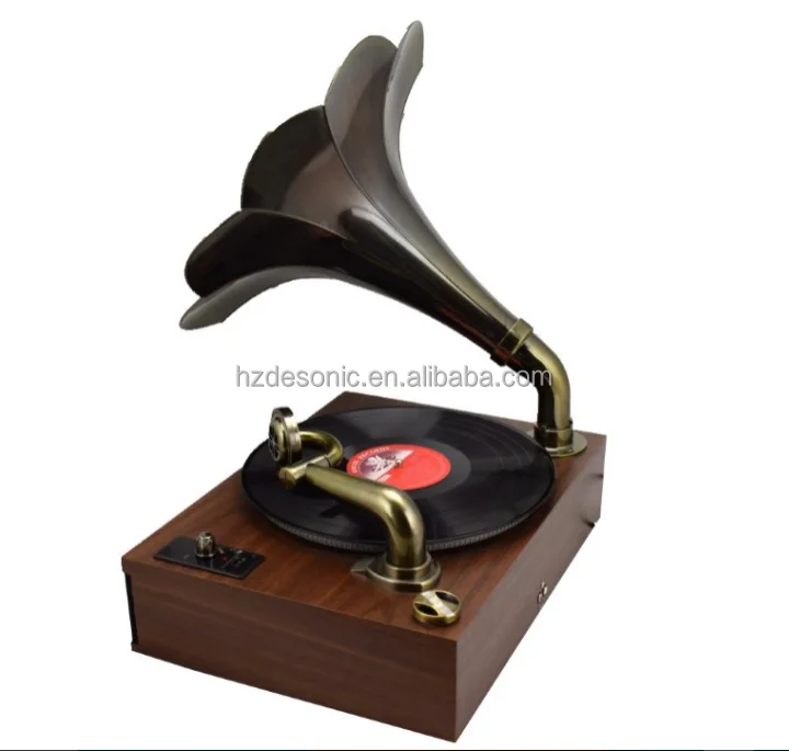High End Modern Gramophone Lp Turntable Record Player With Horn