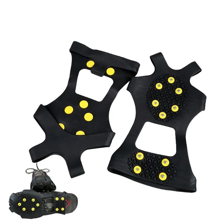 Ice Gripper Pairs Over Shoe Boot Tread Studded Anti-slip Spikes For Climbing 10 Teeth Non-slip Snow Crampon