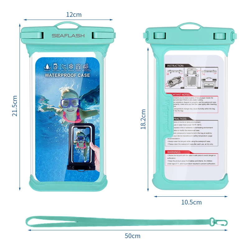 High Quality Frameless PVC Clear Mobile Phone Waterproof Bag For Diving