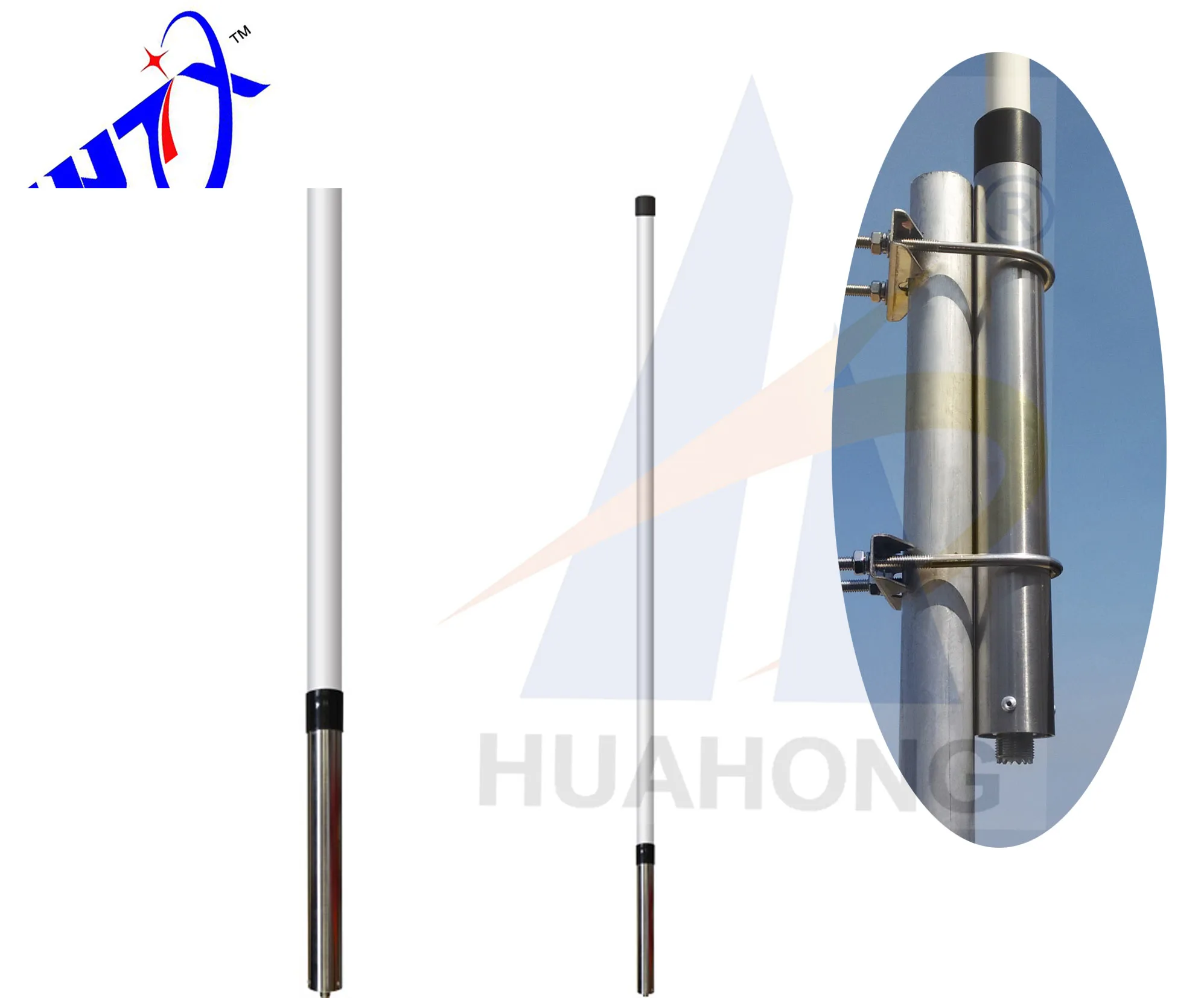 High gain 4m 12dbi 300-400mhz 400-520mhz UHF fiberglass base antenna