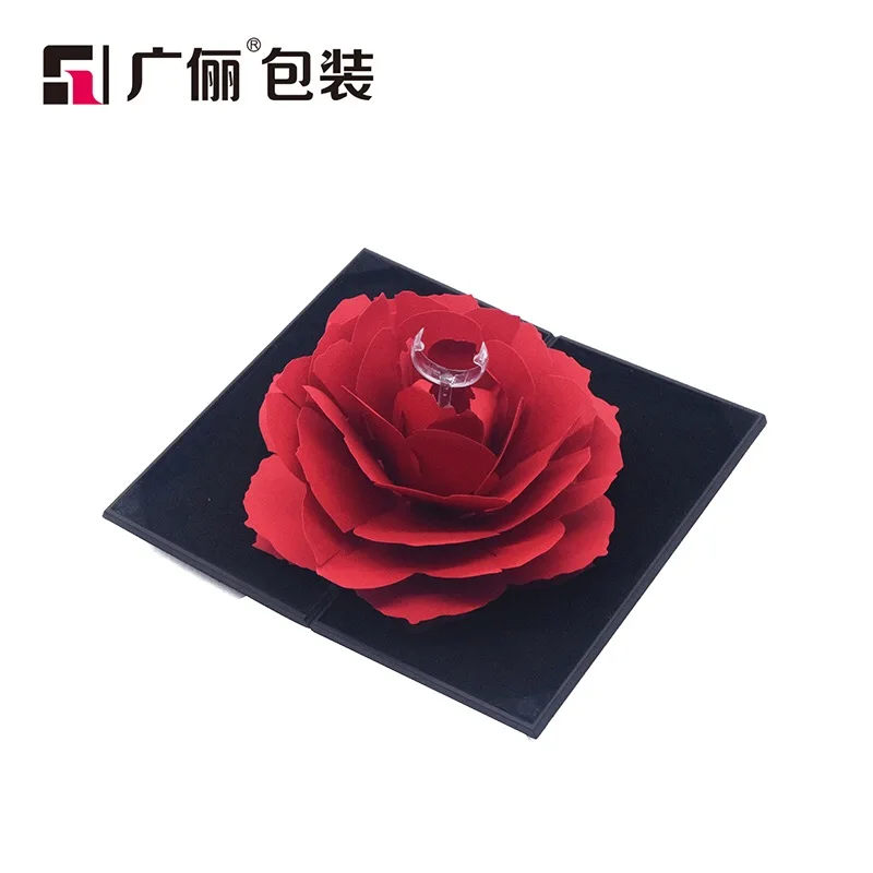 High Quality Pop Up Wedding Jewelry Box with Roses Rotating Rose
