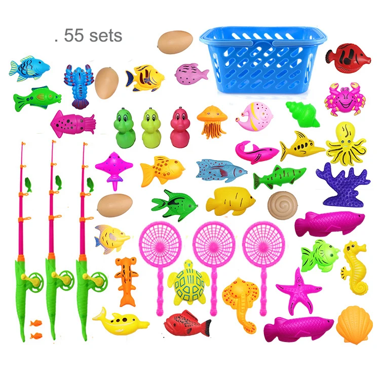Популярный набор рыб с корзиной и плавательным бассейном, Детские магнитные рыболовные игрушки