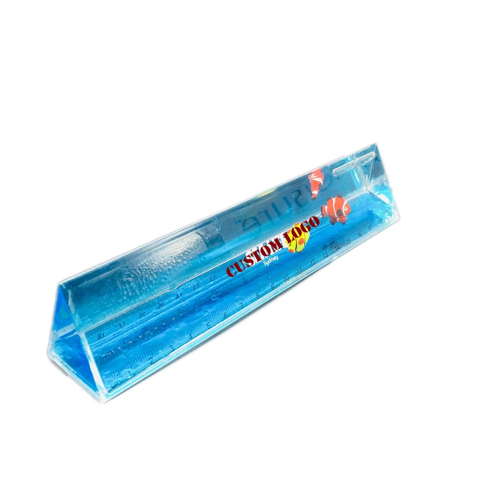 Пластиковая акриловая жидкая масляная треугольная линейка с 3d-поплавком в виде рыбы