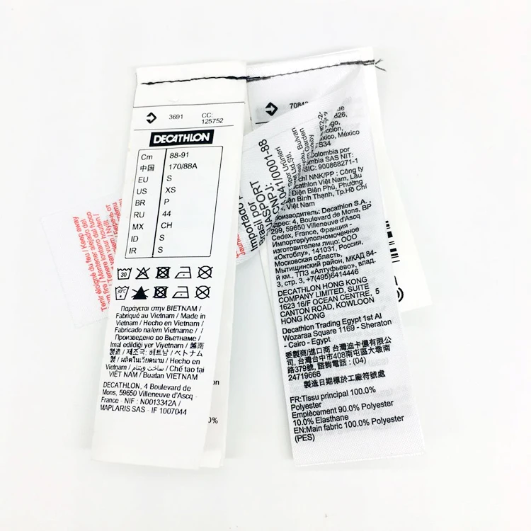 High Quality Labels Supplier Custom Instruction Clothing Nylon Wash Care  Neck Label Clothing Private Brand Name Logo  Label