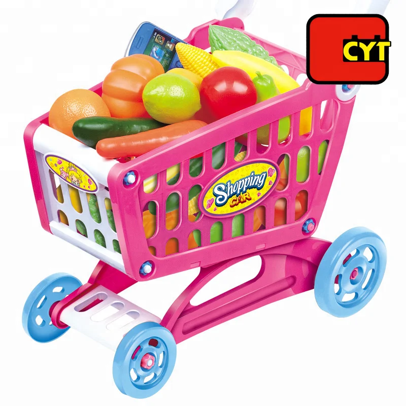 HOMCOM Set de Juguetes de Supermercado para 3 Años Juego de Imitación de 52 Piezas con Carrito de la Compra con Sonido y Luz Lector de Tarjetas de Crédito y Escáner 53x34x79